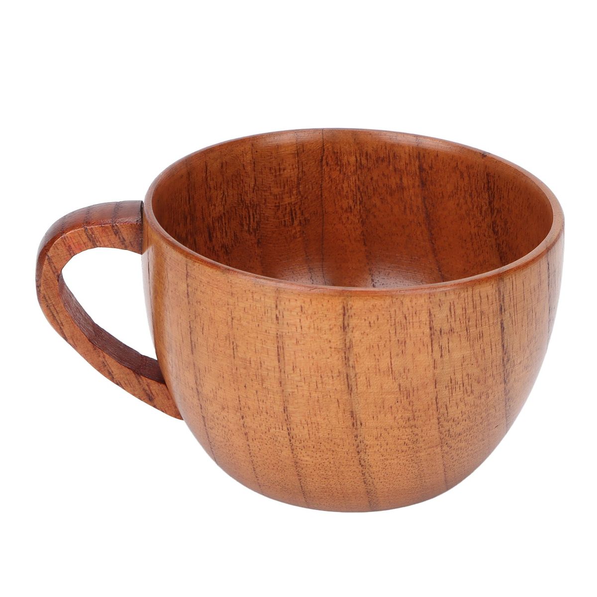 Wood Coffee Mug Tea Cup Retro Flat Base Cup With Handle For