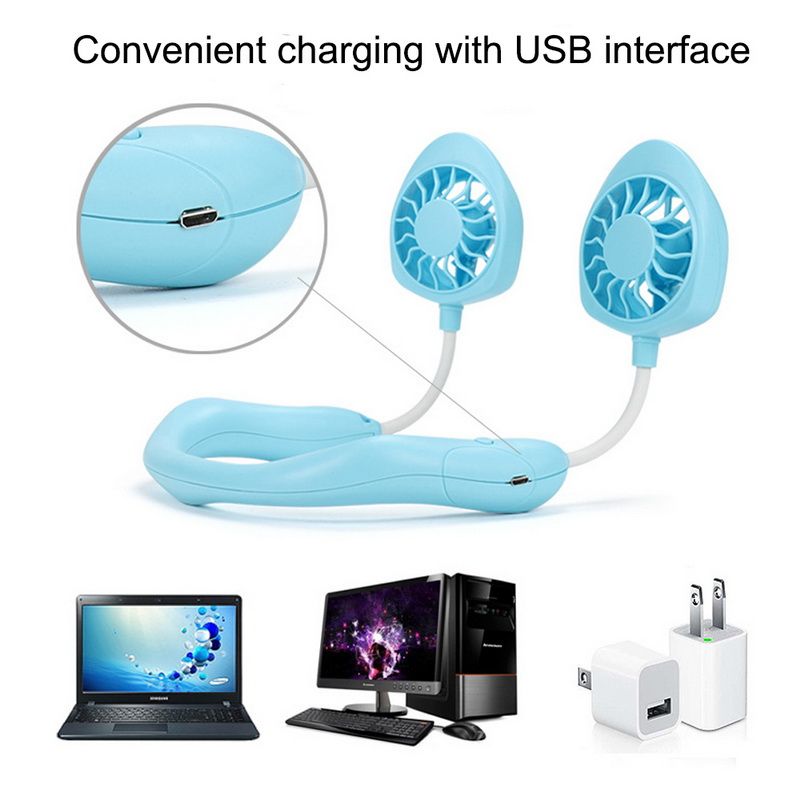 Level With 1PCs Neck Fan Fan 3 Speed Hanging Wearable Wireless Sports Adjustable USB Portable Wind Head Dual Chargeable Fan