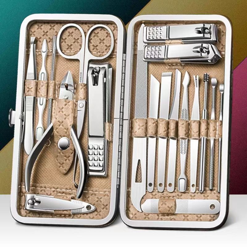 1 Set (19 Pieces) Nail Clipper Set Manicure Pedicure Tools Kit