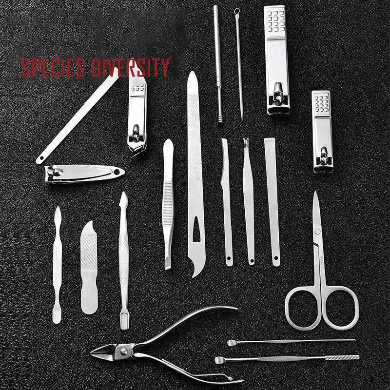 1 Set (19 Pieces) Nail Clipper Set Manicure Pedicure Tools Kit