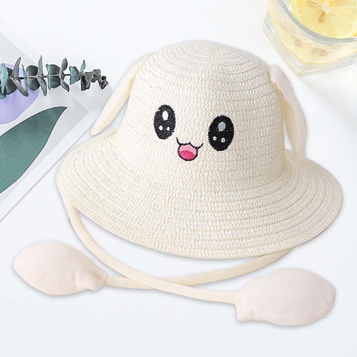 Bunny Ears Straw Hat Cap Summer Sunshade Hat For Milky