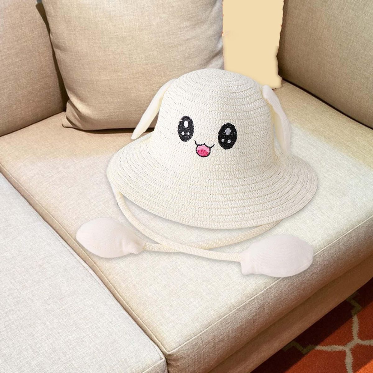 Bunny Ears Straw Hat Cap Summer Sunshade Hat For Milky
