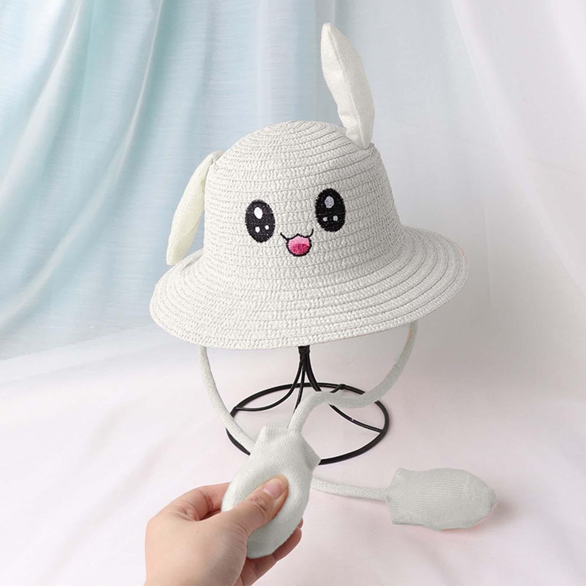 Bunny Ears Straw Hat Cap Summer Sunshade Hat For Milky