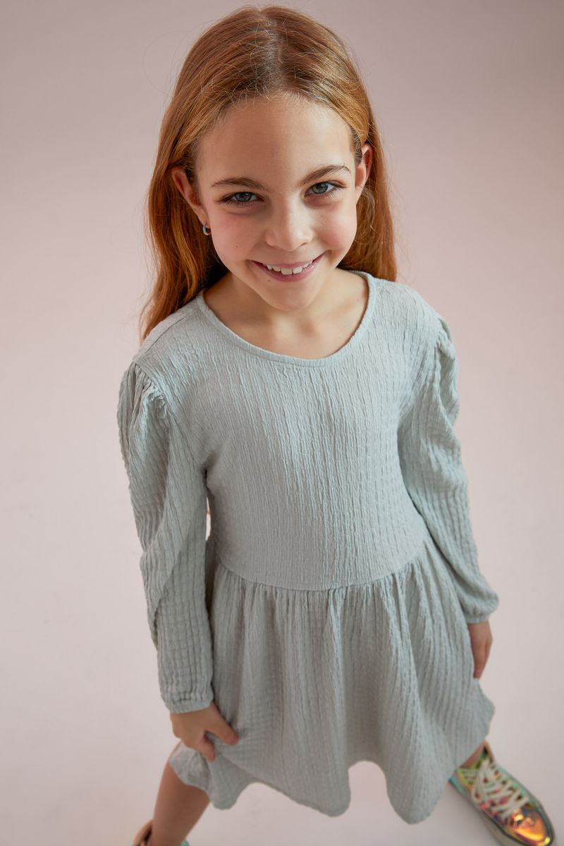 Girl Regular Fit Long Sleeve Knitted Dress - Beige