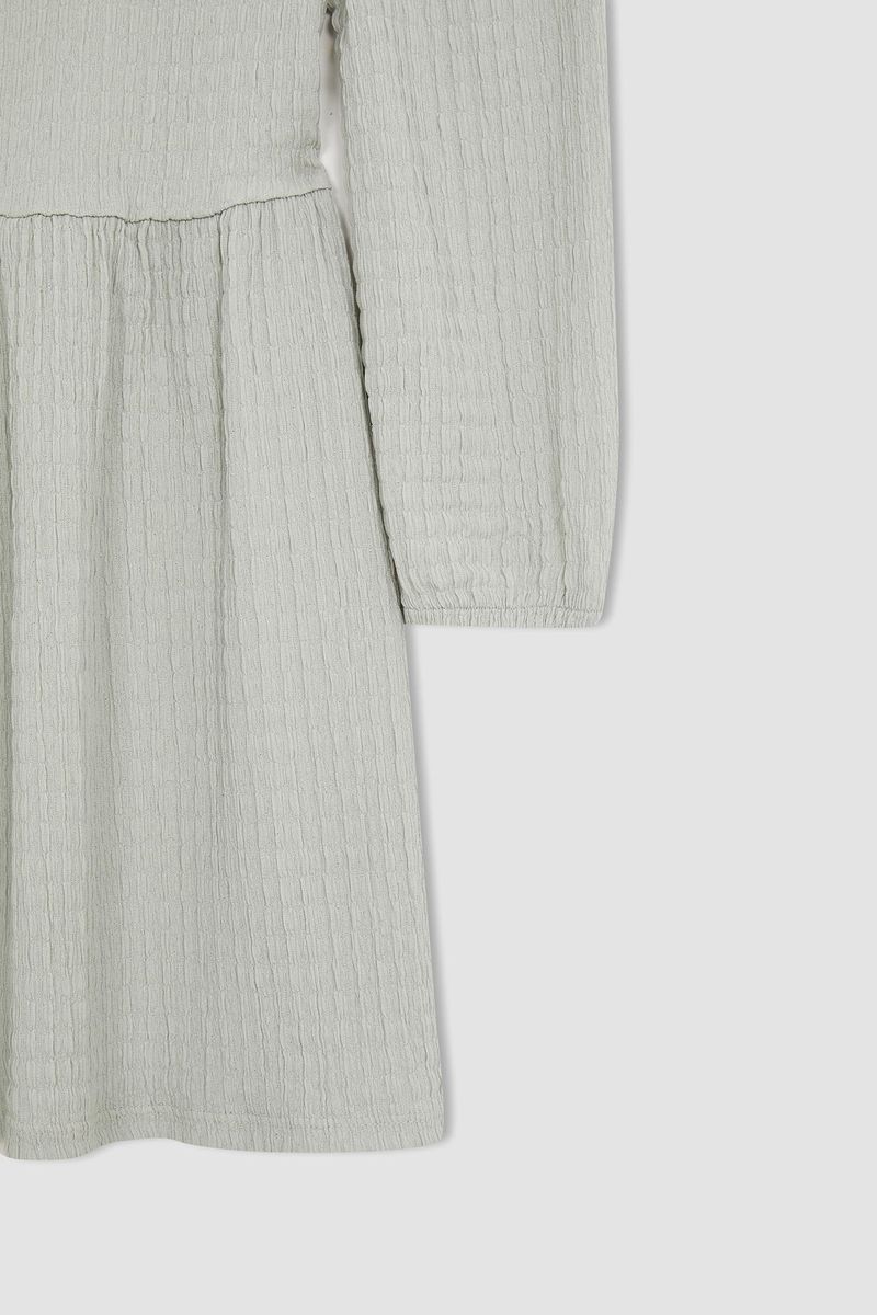 Girl Regular Fit Long Sleeve Knitted Dress - Beige