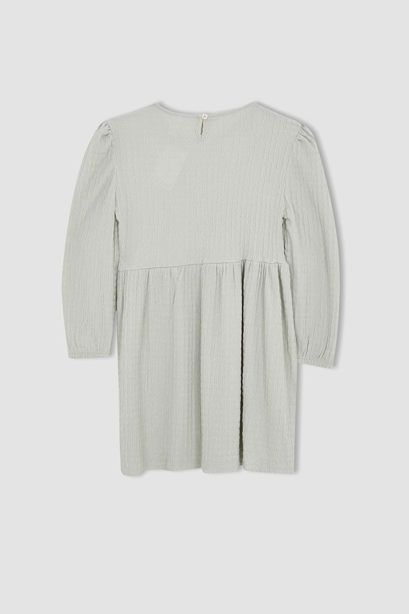 Girl Regular Fit Long Sleeve Knitted Dress - Beige