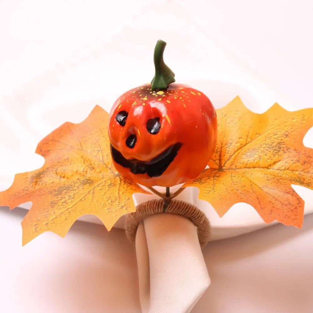 6pcs Halloween Bar Decorations Easter Pumpkin Napkin Button Napkin Ring Maple Leaf Napkin Ring