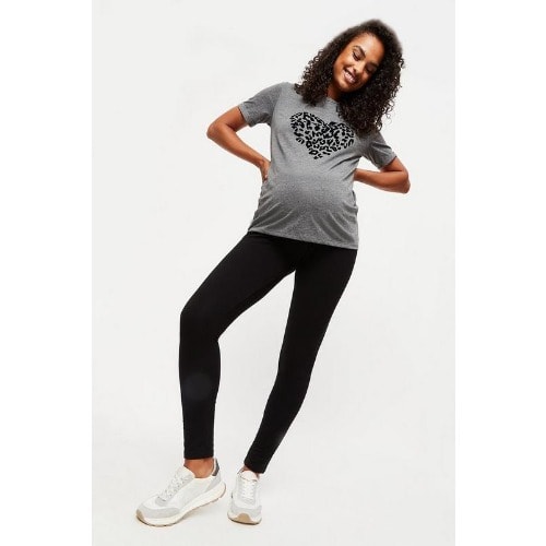 Cotton Underbump Black Maternity Leggings