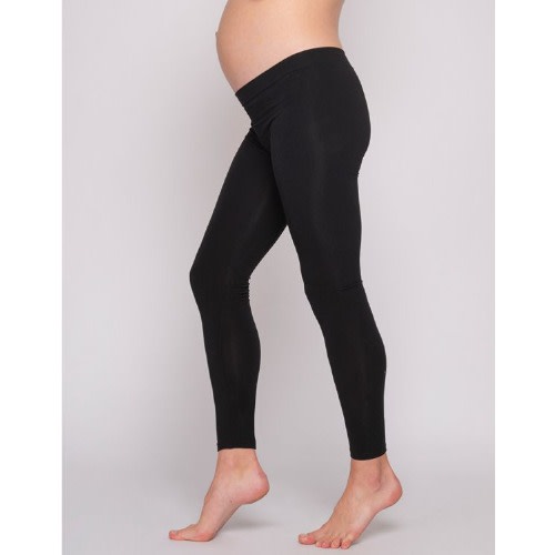 Cotton Underbump Black Maternity Leggings