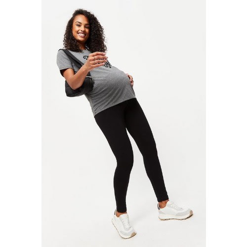 Cotton Underbump Black Maternity Leggings