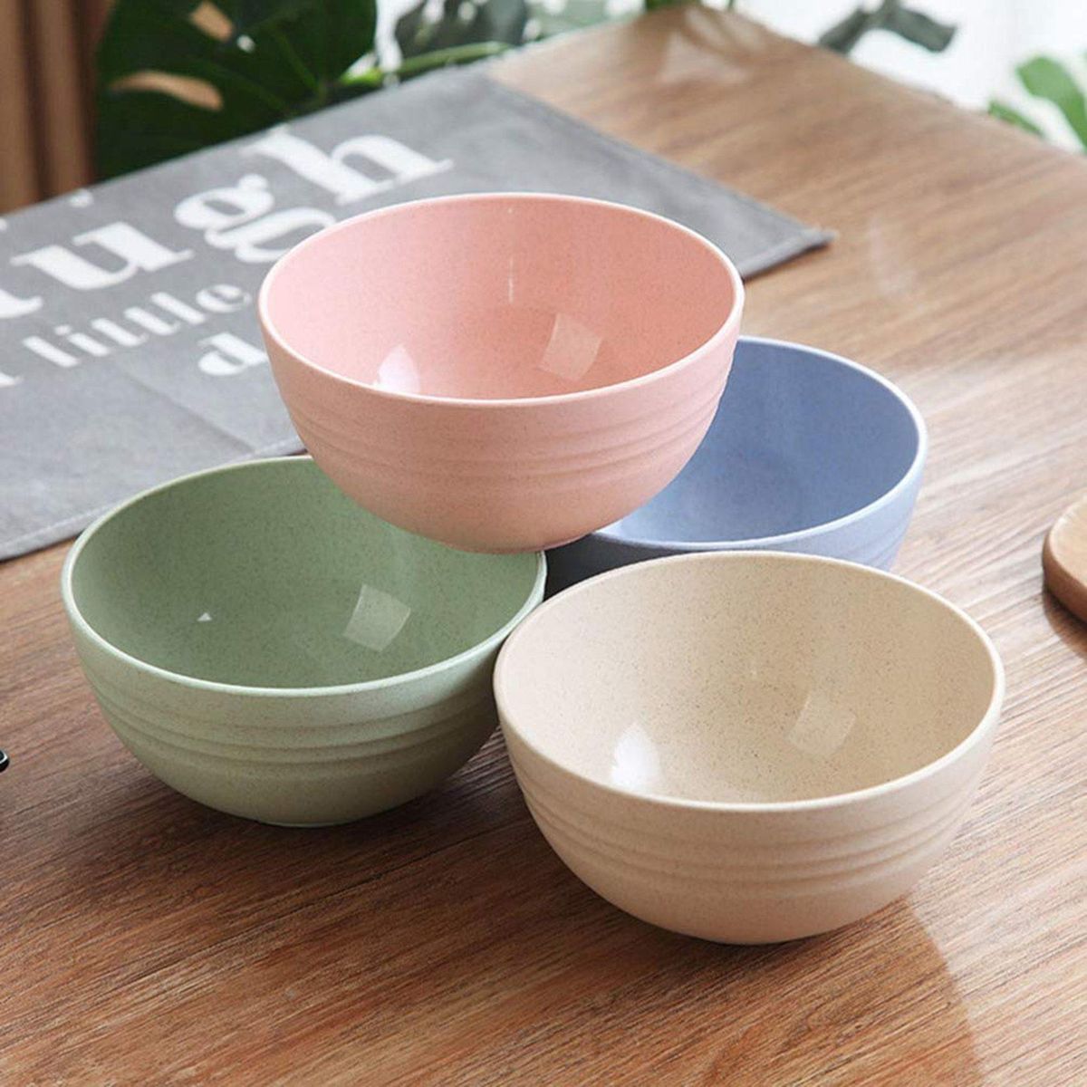 5 PCS 12cm Cereal Bowls Wheat Straw Unbreakable Reusable Bowlad Bowl Soup Bowl Noodle Container Mixing Bowls