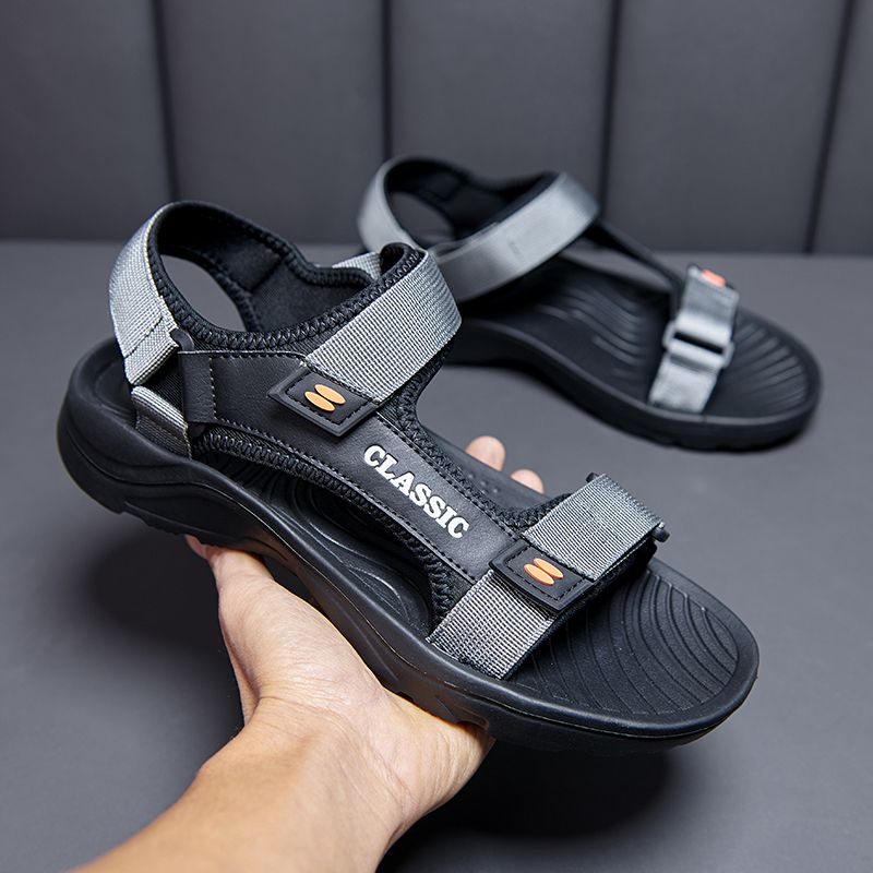 Men Sandals Cool Summer Leisure Beach Holiday Sandals Men Shoes New Outdoor Male Retro Comfortable Casual Sandals For Men Slipper Black Grey EUR 39-46