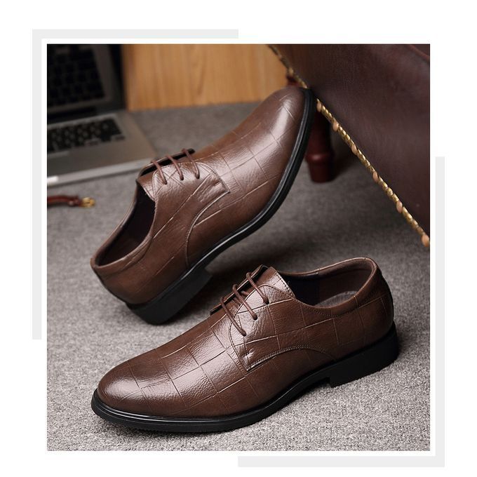 Men's Business Pointed Toe Dress Leather Shoes - Brown