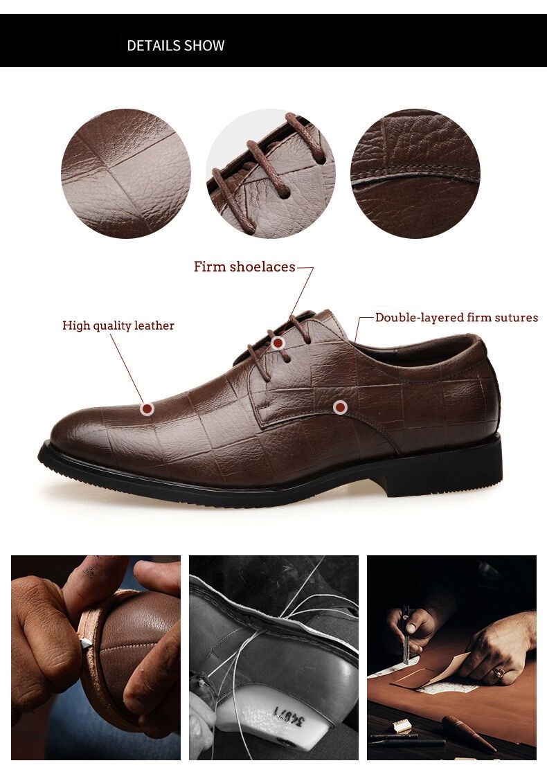 Men's Business Pointed Toe Dress Leather Shoes - Brown