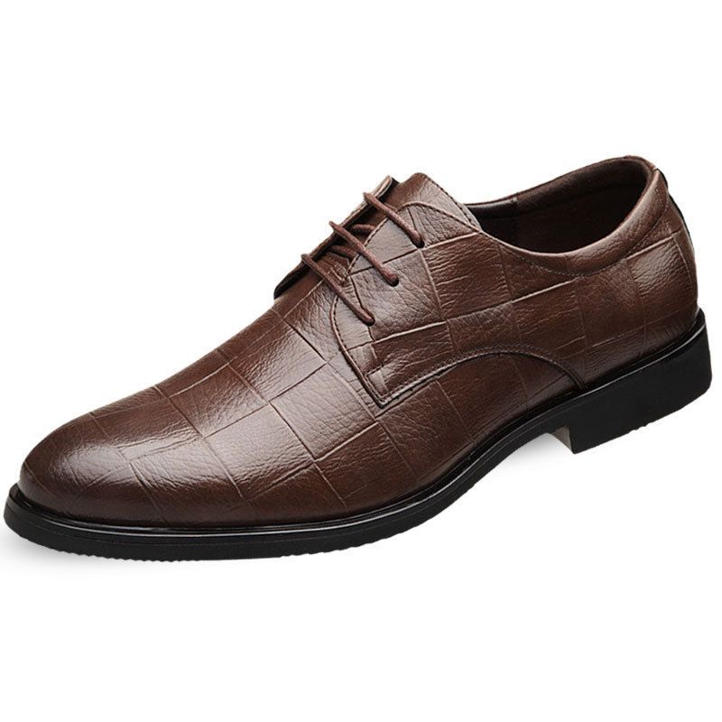 Men's Business Pointed Toe Dress Leather Shoes - Brown