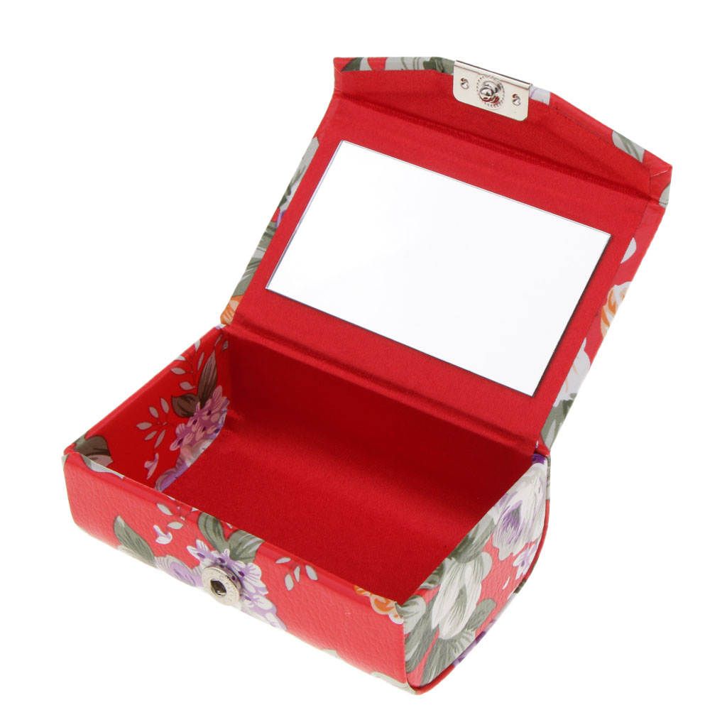 Lady Retro Floral PU Leather Mirror Lipgloss