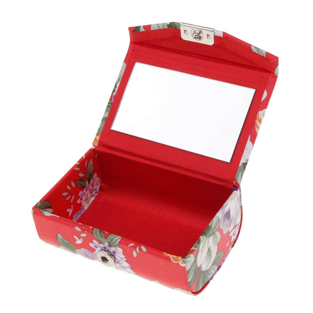 Lady Retro Floral PU Leather Mirror Lipgloss