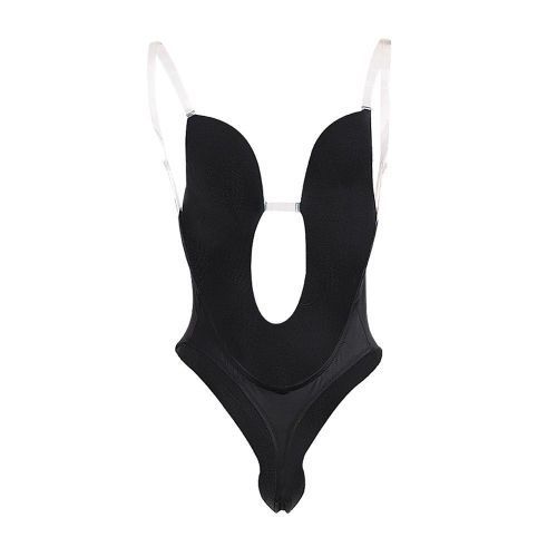 Women Slimming Body Shapers Slips Shapewear Deep U Plunge Bra Seamless Push Up Bra Thong Underwear Backless Party Dress Bodysuit(#Skin Color)