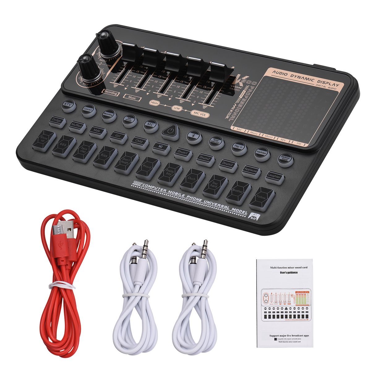SK500 Portable Live Sound Card Voice Changer Device Audio