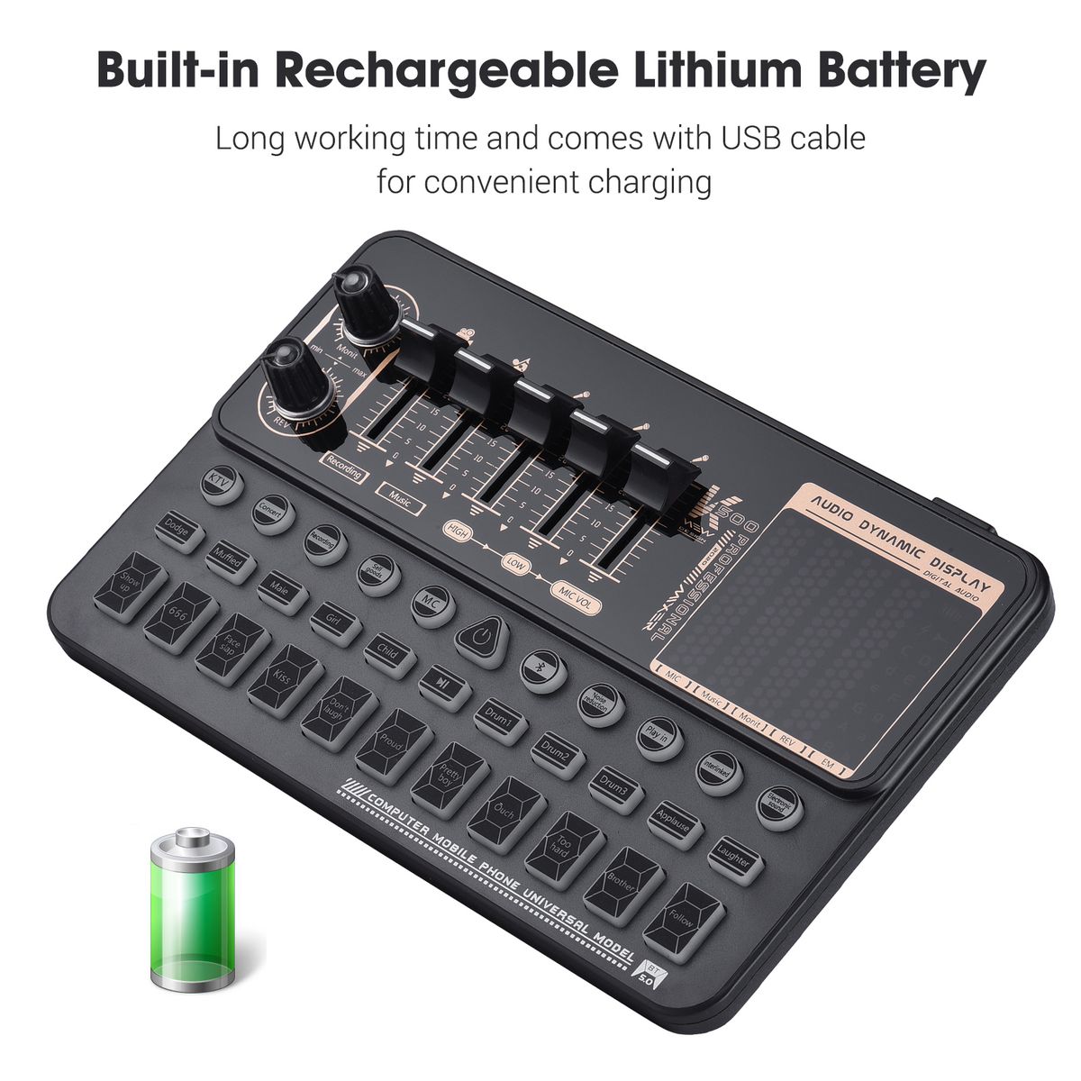 SK500 Portable Live Sound Card Voice Changer Device Audio
