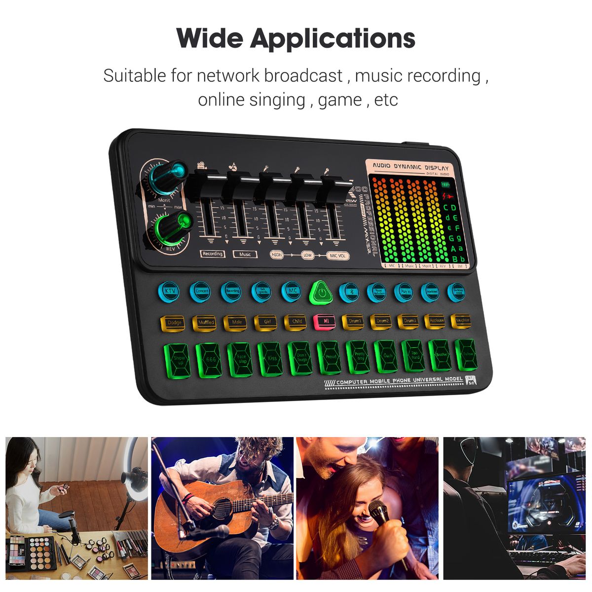 SK500 Portable Live Sound Card Voice Changer Device Audio