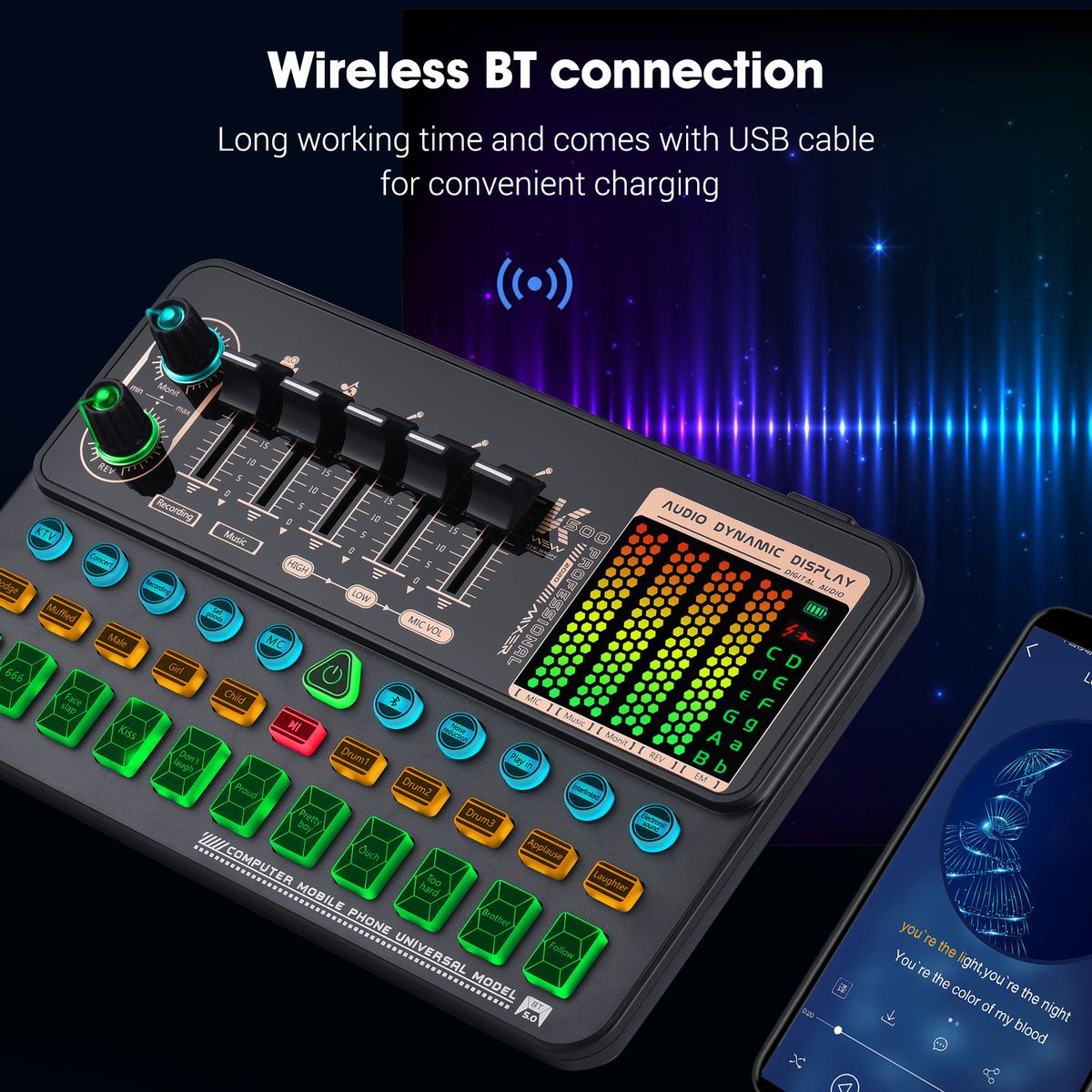 SK500 Portable Live Sound Card Voice Changer Device Audio