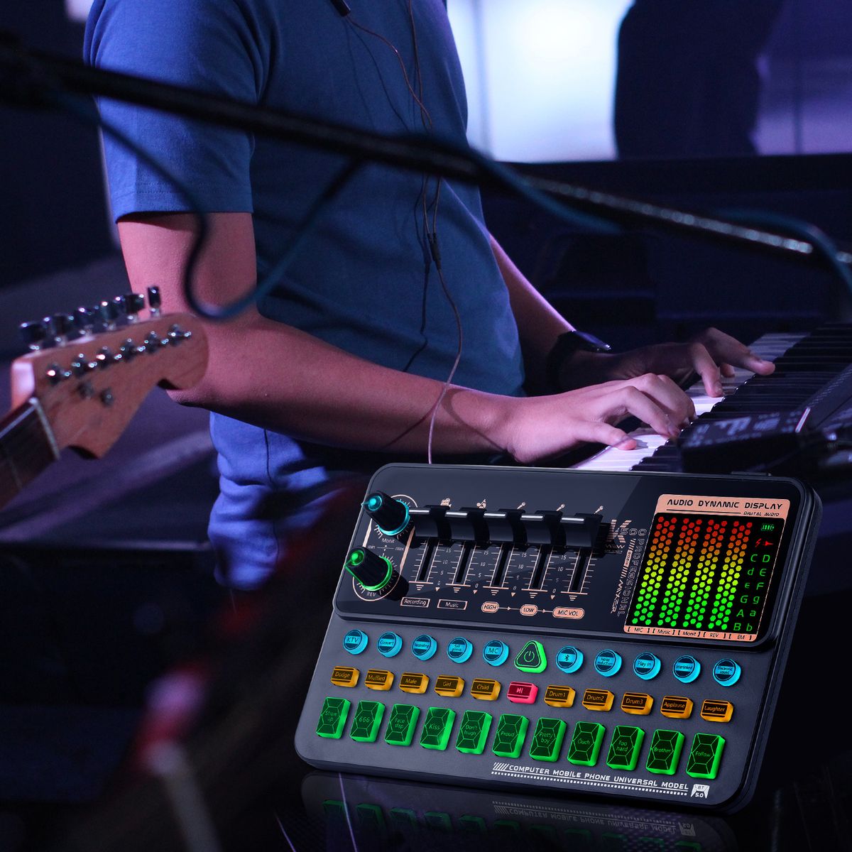 SK500 Portable Live Sound Card Voice Changer Device Audio