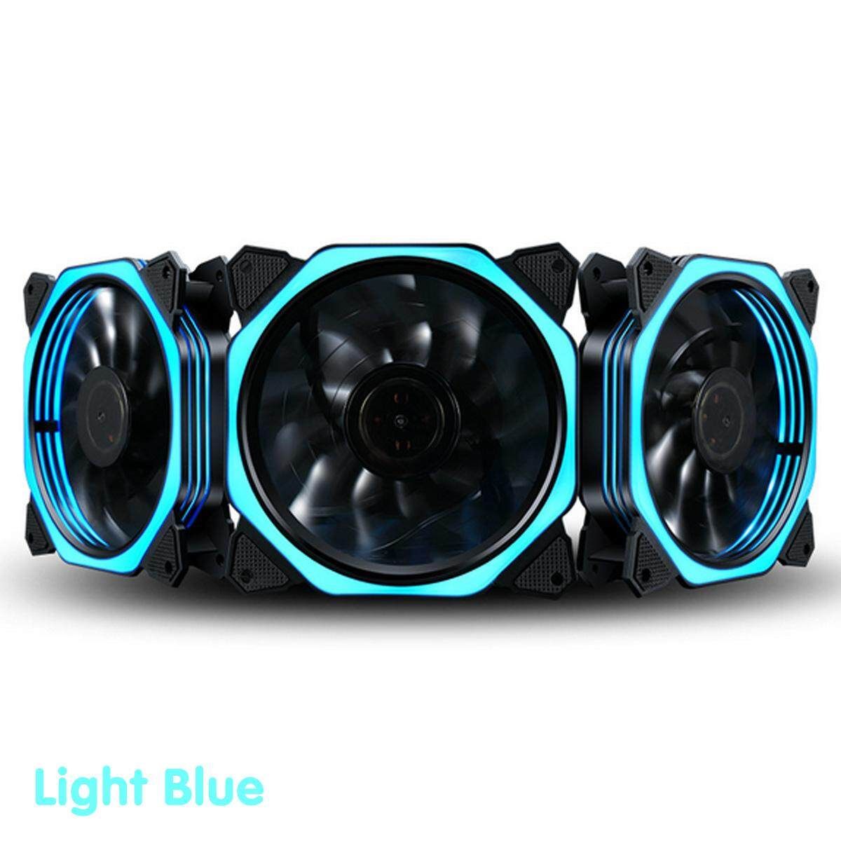 12V RGB Game LED Ring Cooling Fan PC 12cm Silent Monochrome Computer Case Fan Magic Cube Ice Blue Single Fan