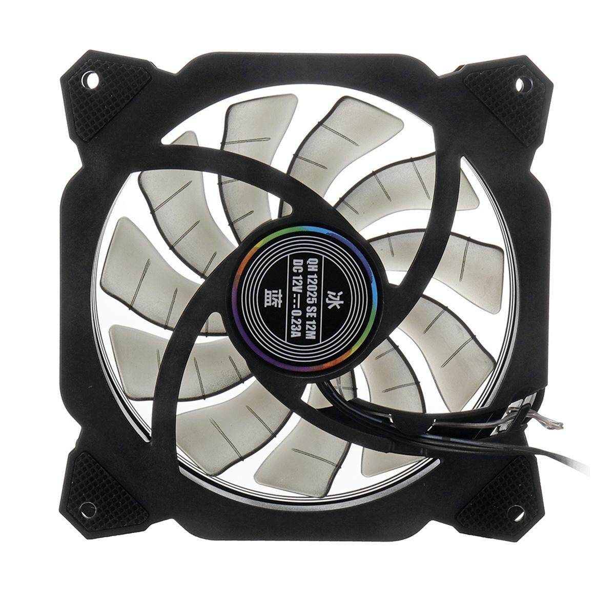 12V RGB Game LED Ring Cooling Fan PC 12cm Silent Monochrome Computer Case Fan Magic Cube Ice Blue Single Fan
