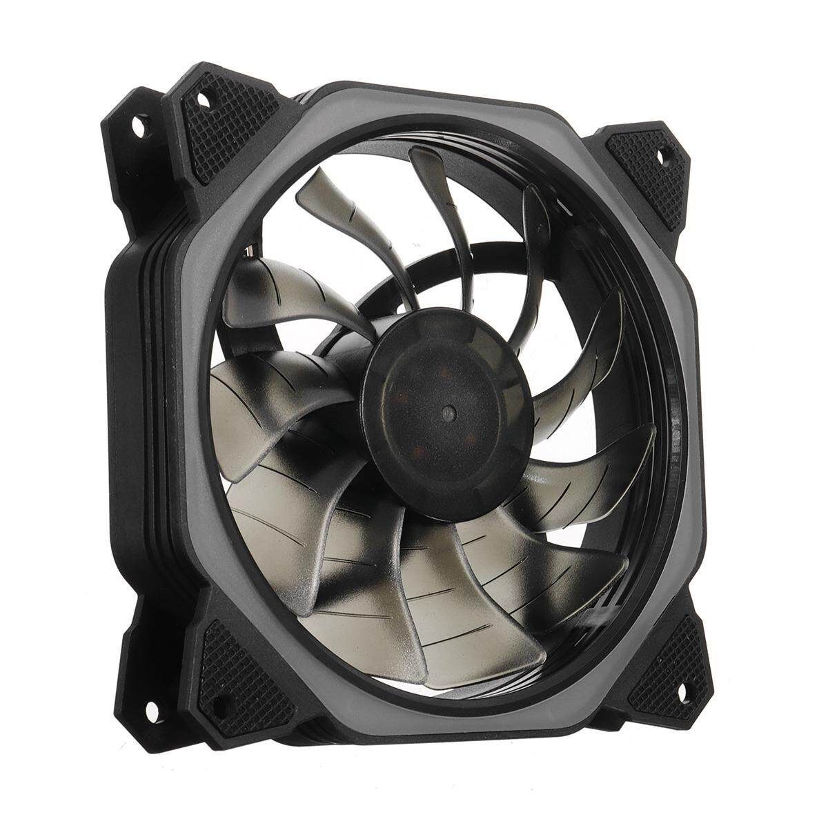 12V RGB Game LED Ring Cooling Fan PC 12cm Silent Monochrome Computer Case Fan Magic Cube Ice Blue Single Fan