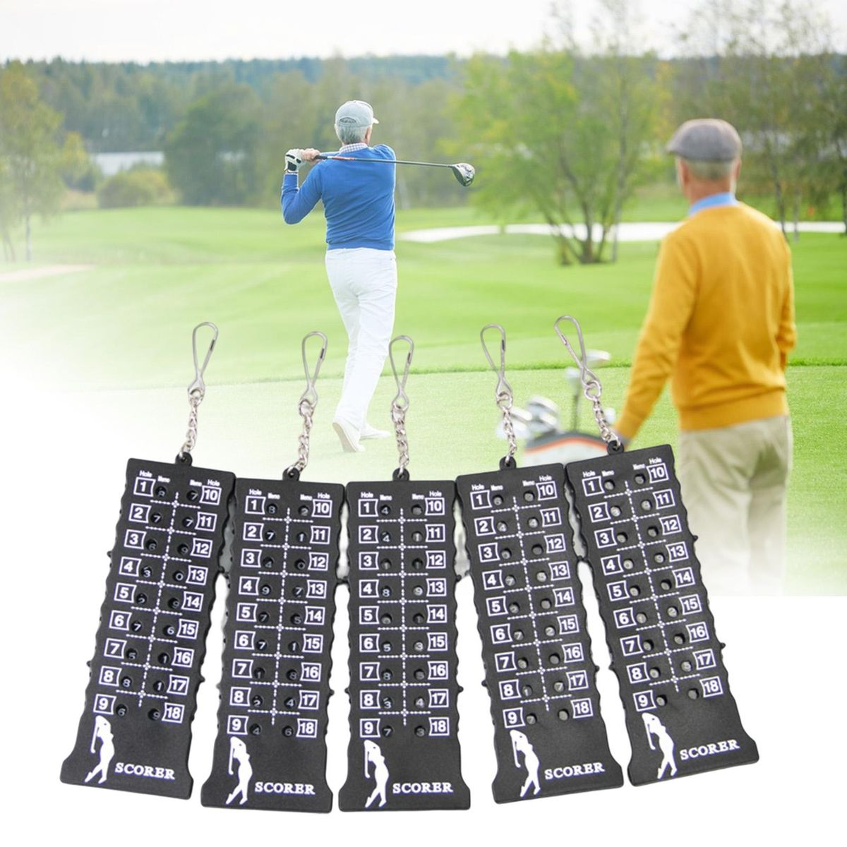 Golf Bar Scorer Golf Score Indicator with Key Chain Black