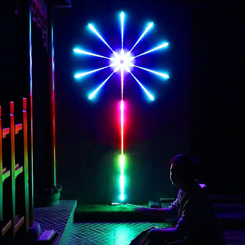 Fireworks LED Strip Light RGB Neon LED Light Ribbon Music Control Horse Race Lamp Home Christmas Holiday Room Decor Lights Tape--2.5m And 10pcs 1m--
