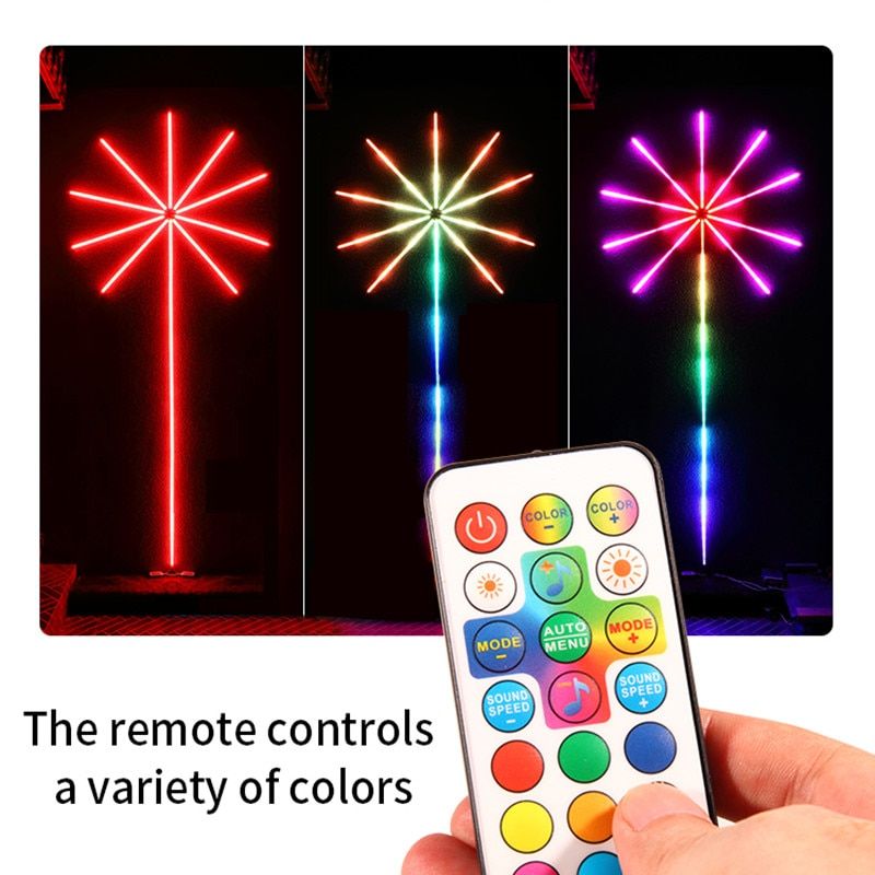 Fireworks LED Strip Light RGB Neon LED Light Ribbon Music Control Horse Race Lamp Home Christmas Holiday Room Decor Lights Tape--2.5m And 10pcs 1m--