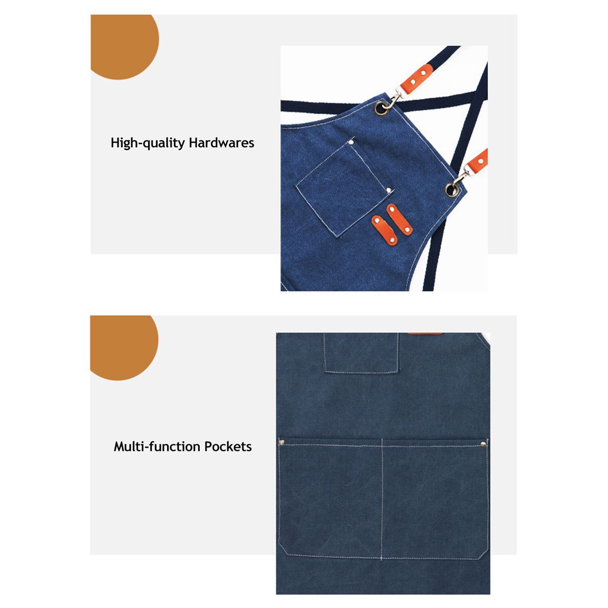 Barber Apron Canvas Apron Multi-function Pockets Detachable
