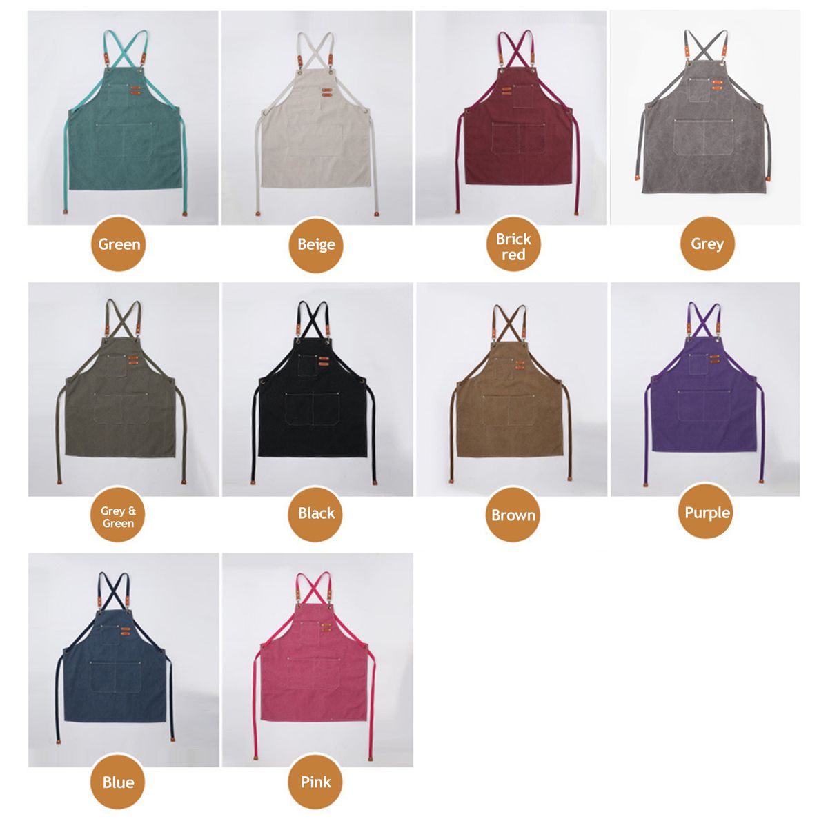 Barber Apron Canvas Apron Multi-function Pockets Detachable