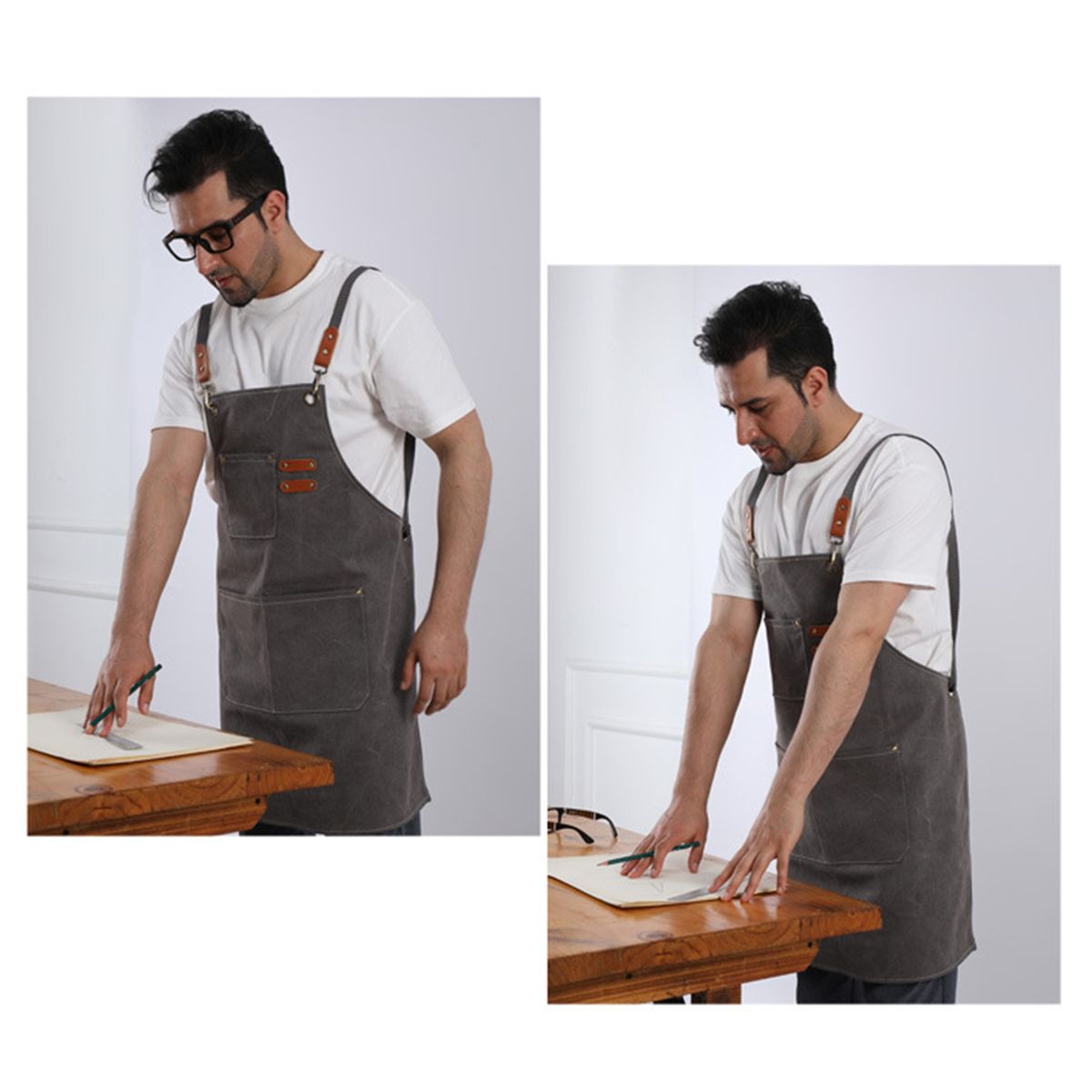 Barber Apron Canvas Apron Multi-function Pockets Detachable