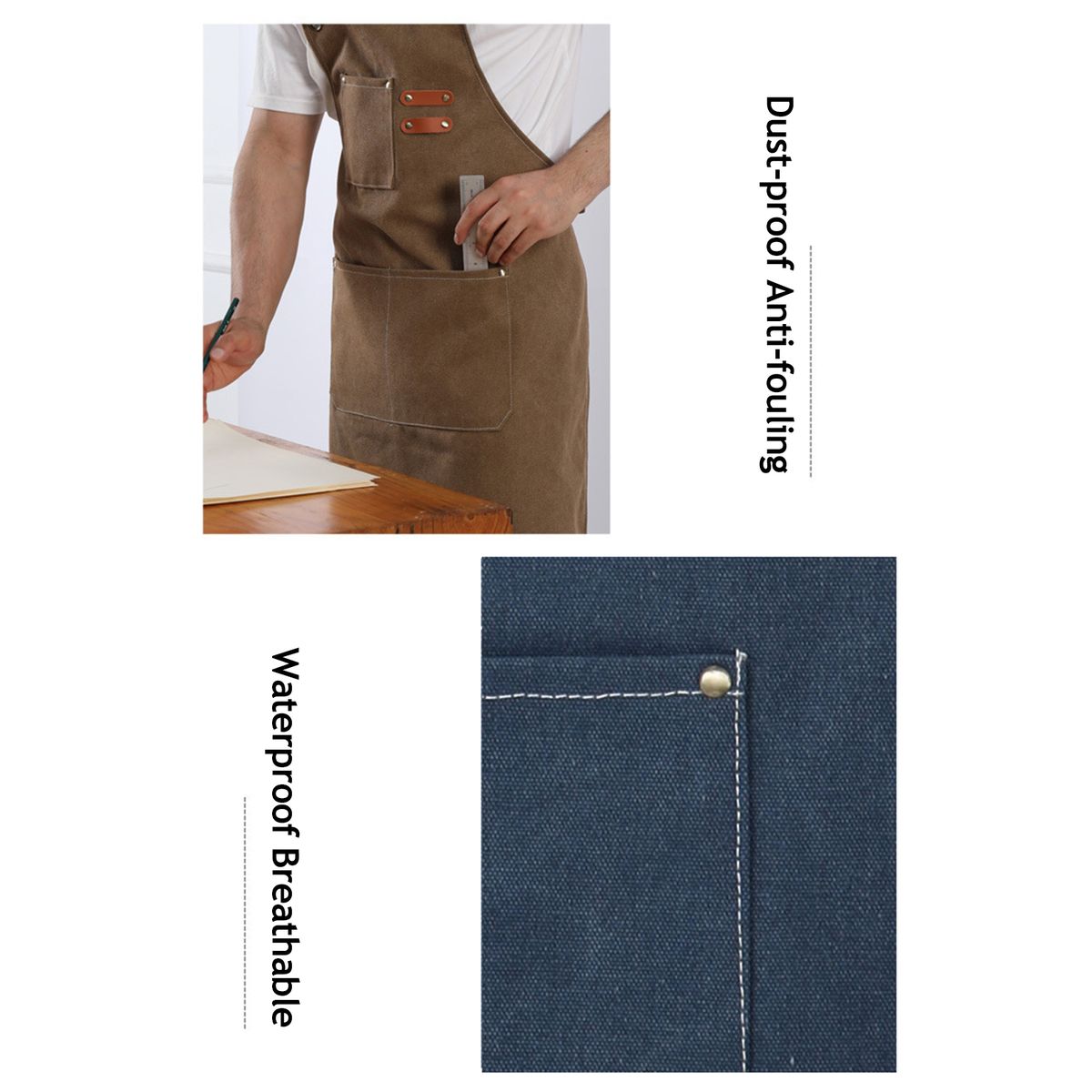 Barber Apron Canvas Apron Multi-function Pockets Detachable