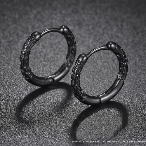 Trendy Personality Hoop Single Domineering Circle Ear Rings Black
