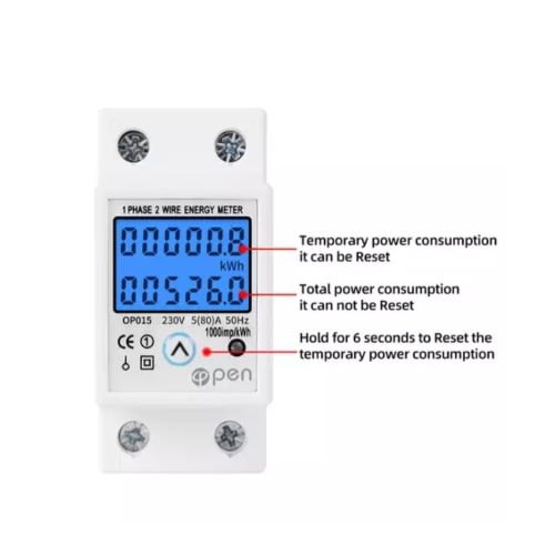 Single Phase Din Rail Energy Watts Meter