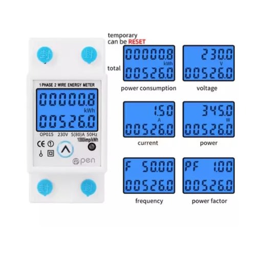 Single Phase Din Rail Energy Watts Meter