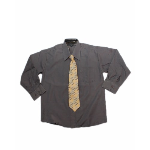Boys Packed Shirt With Tie- Grey