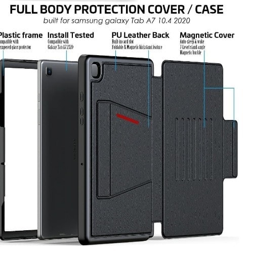 Rugged Full Body Leather Shockproof Magnetic Stand Case For Samsung Tab A7 10.4 2020 T500