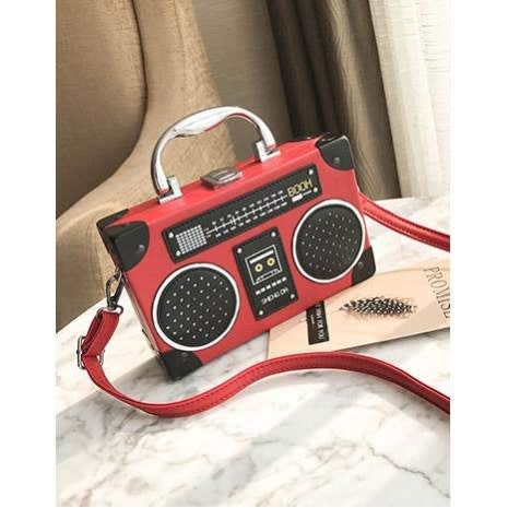 Radio Shaped Female Crossbody Shoulder Bag - Red
