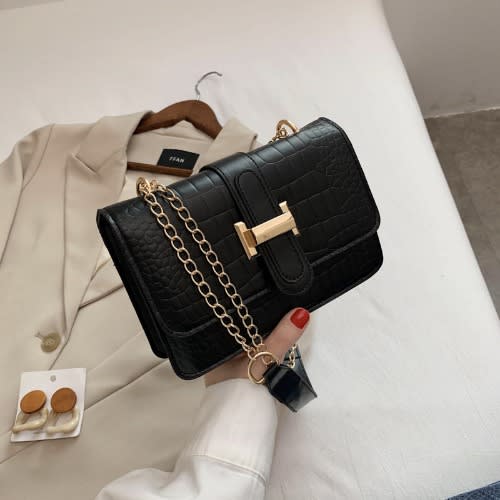 Pu Ladies Crossbody Shoulder Bag - Black