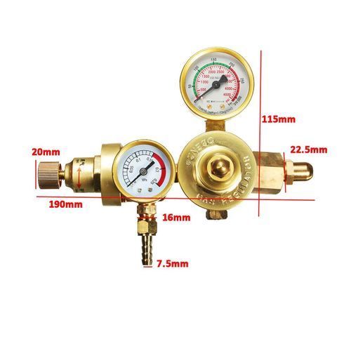 Argon CO2 Flow Meter Regulator MIG TIG Welding Gas Pressure Reducer Double Gauge