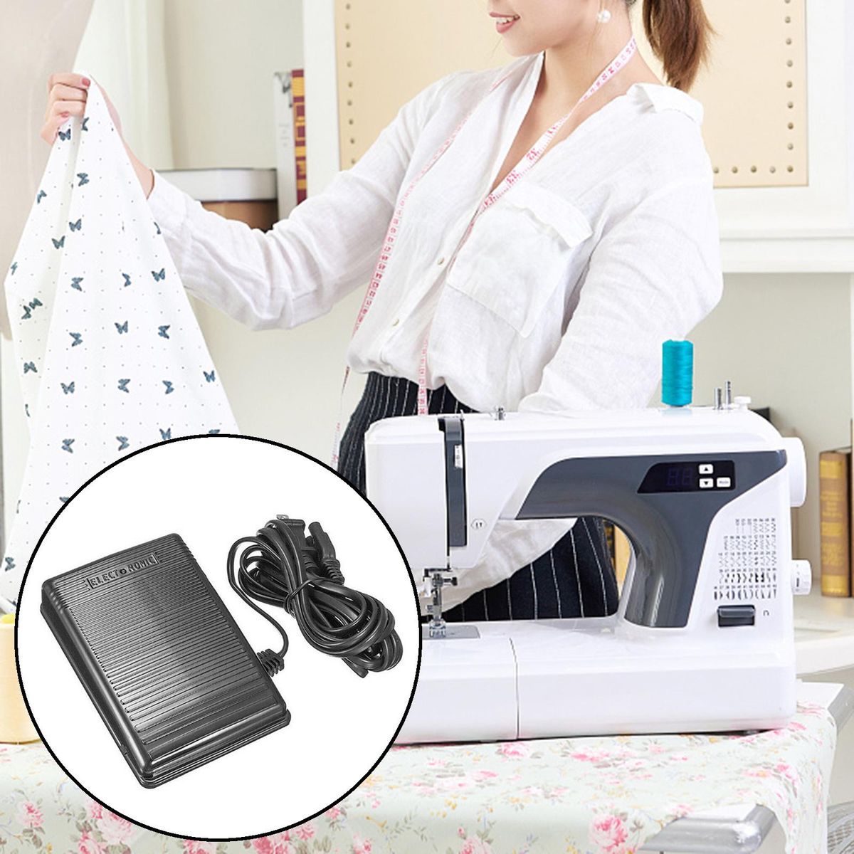 Sewing Machine Non-Slip Foot Control Pedal US Adapter With