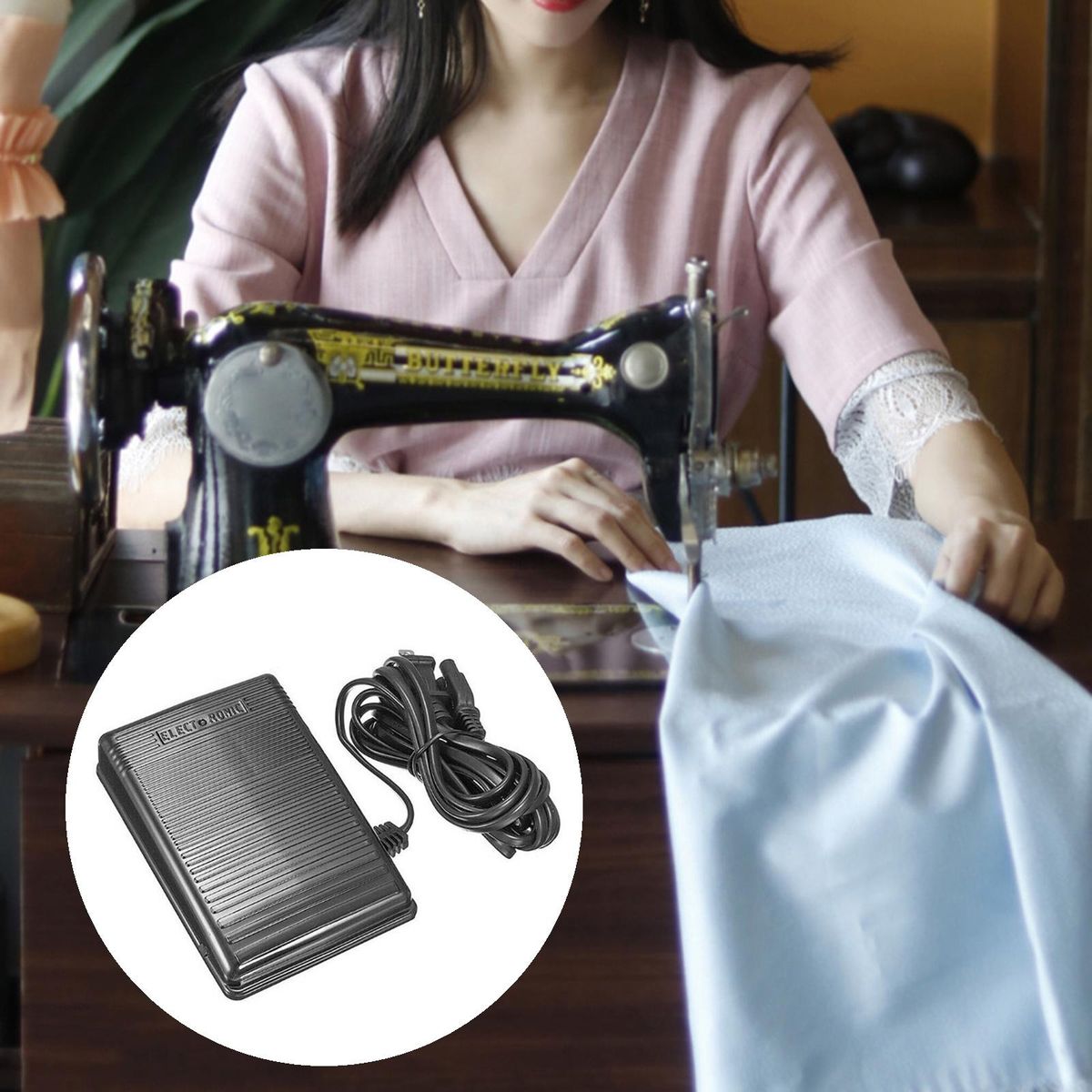 Sewing Machine Non-Slip Foot Control Pedal US Adapter With
