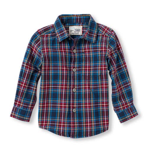 Toddler Boys Long Sleeve Button-Down Shirt