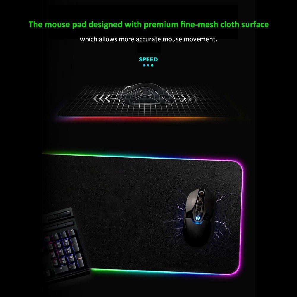 LEDs RGB Mouse Pad 14 Lighting Modes Gaming Extra Large Soft