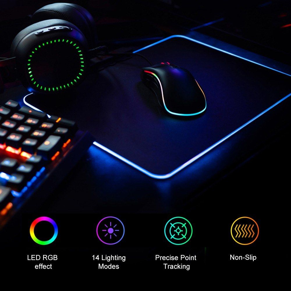 LEDs RGB Mouse Pad 14 Lighting Modes Gaming Extra Large Soft